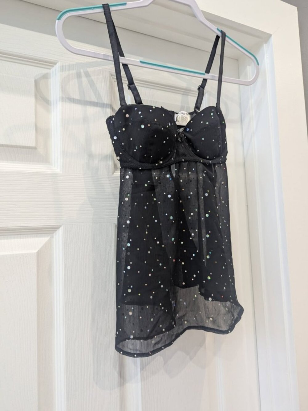Rampage Black Rhinestone Babydoll Lingerie – Size Small